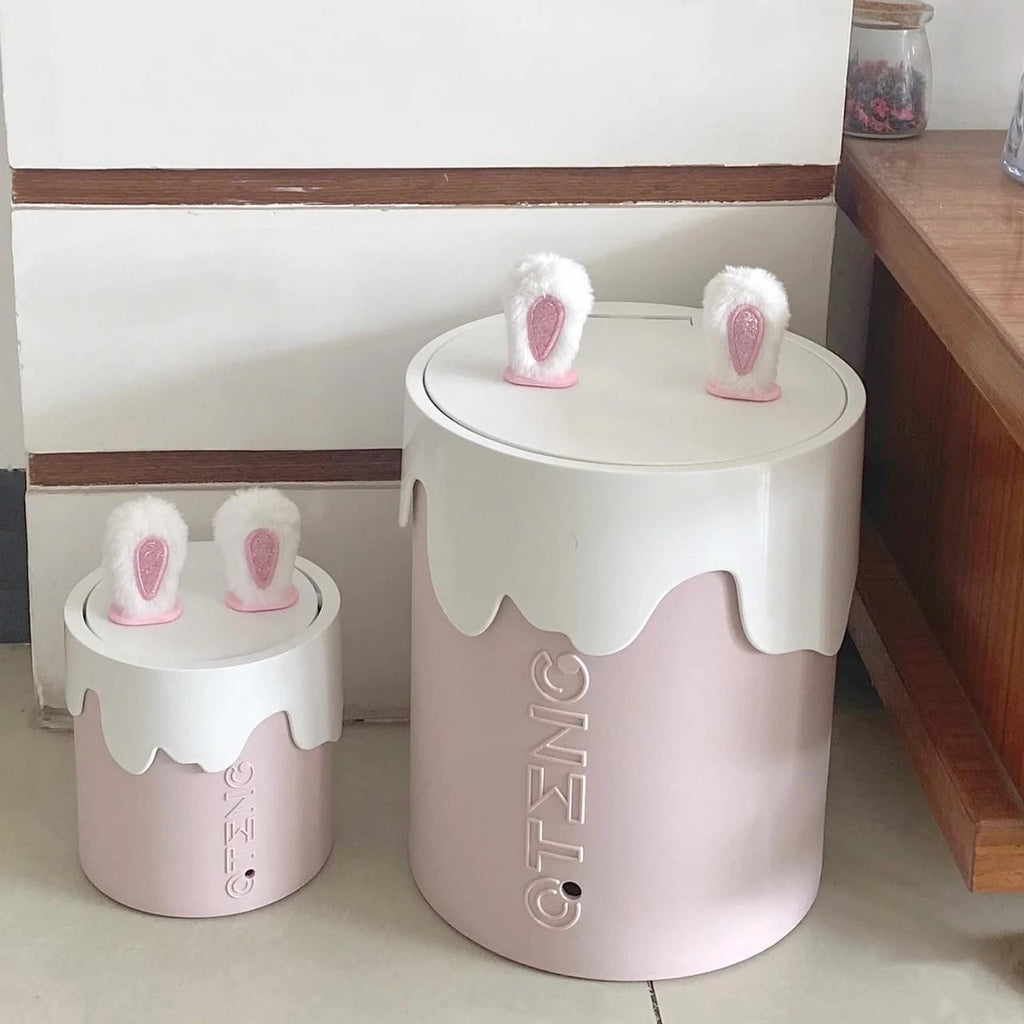 Ice Cream Rabbit Ears Bowknot Trash Can