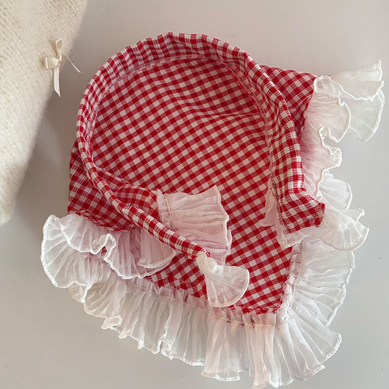 Blue Plaid Lace Triangular Binder Women