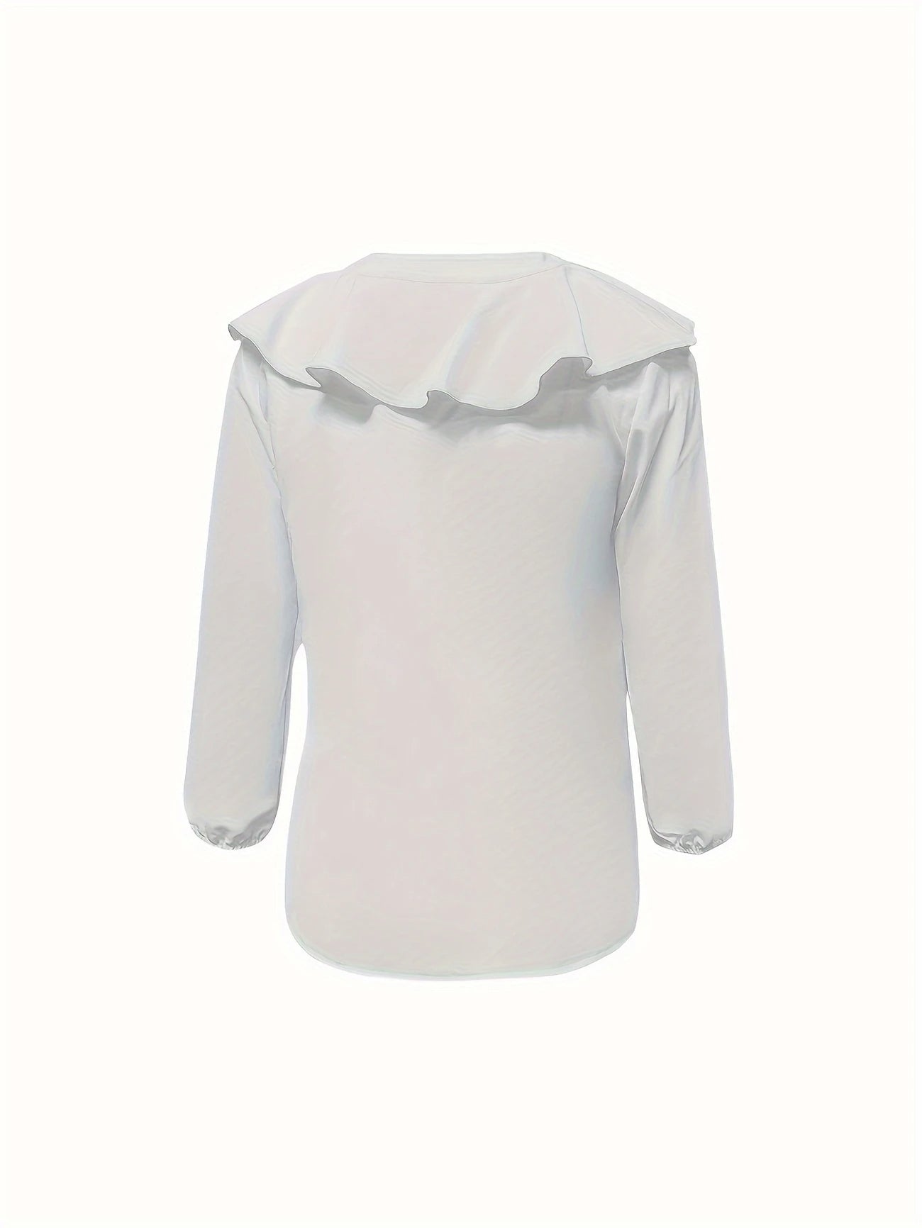 Women's Casual Polyester Blouse, Solid Color, Collarless