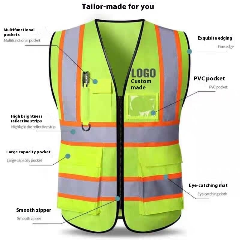 Reflective Vest Multi-pocket Building Construction Traffic Fluorescent Vest