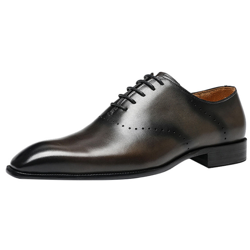 Oxford Retro Gentleman Shoes Lace Up British Whole Leather Leather Casual