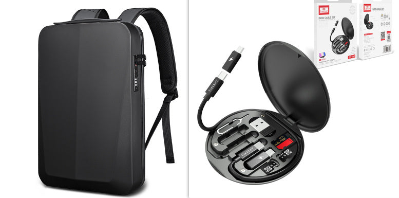 New Male Business Plastic Hard Shell Computer Backpack Waterproof