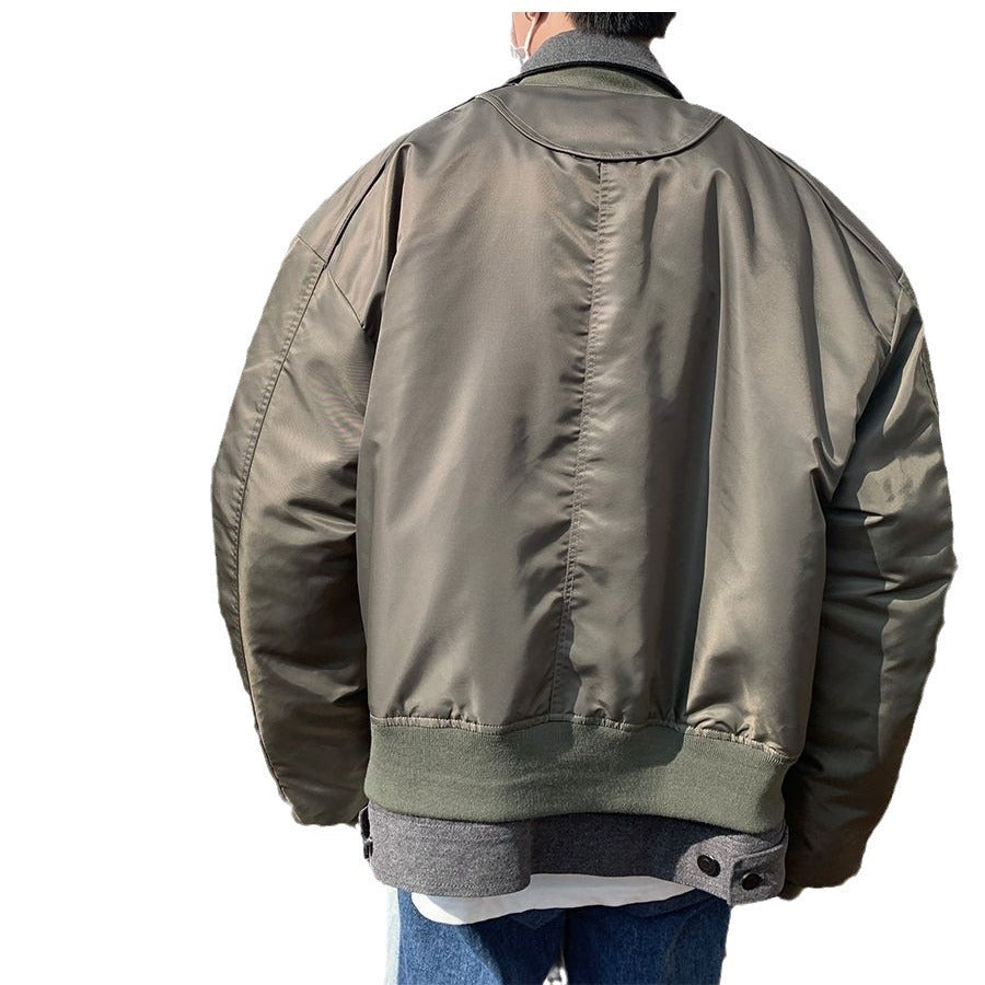 Winter High-grade Denim Stitching Two-piece Pilot Jacket