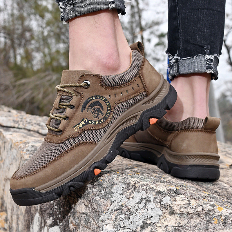 Large Size Outdoor Sports Shoes Men's First Layer Cowhide