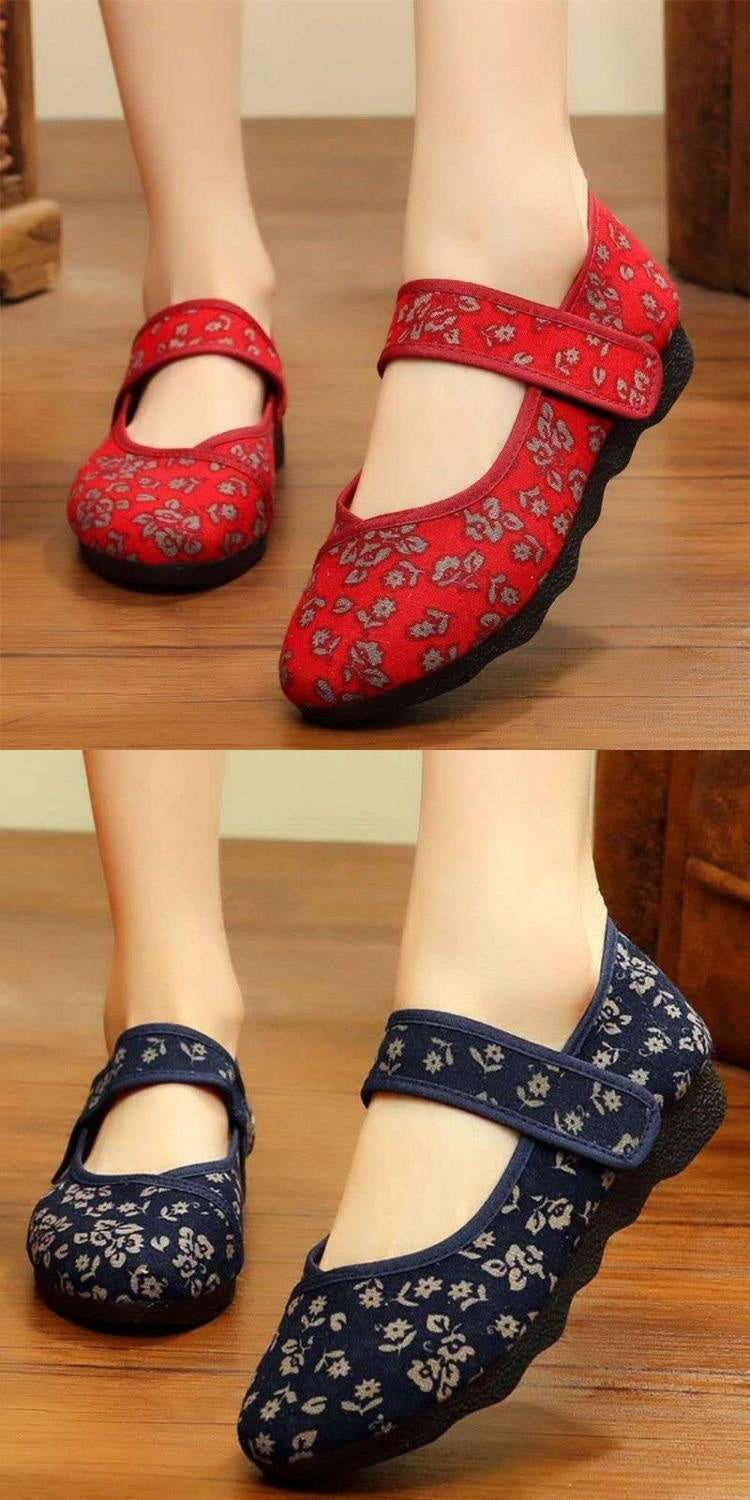 Middle-aged And Elderly Mother Comfortable Flat Soft Bottom Cloth Shoes