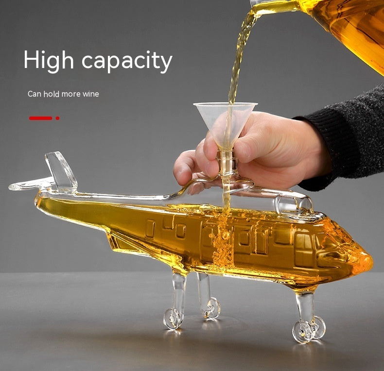 Transparent Glass Jar Helicopter Wine Bottle