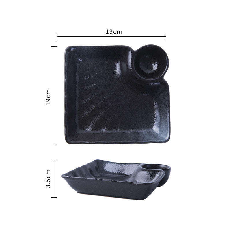 Creative Ceramic Japanese Dumpling Plate With Vinegar Dish