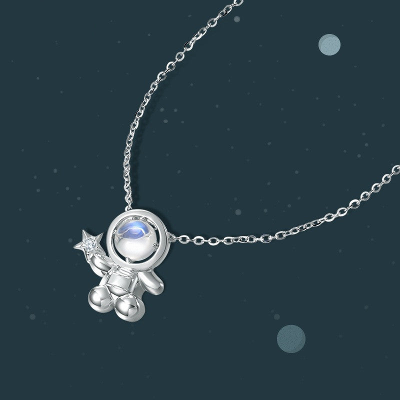 Sterling Silver Necklace Spaceman Pendant