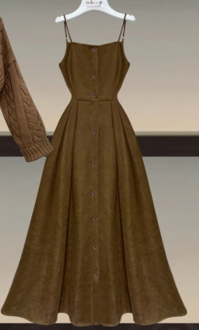 Waist-controlled Sling Dress Fashion Temperament Youthful-looking Two-piece Set