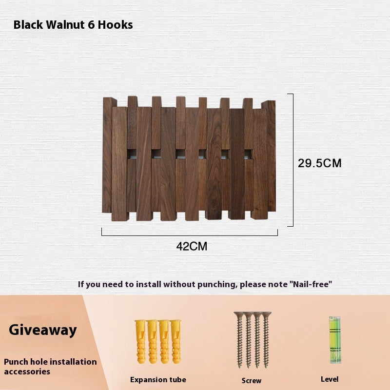 Clothes Hook Wall-mounted Entrance Hallway Hanger Punch-free Solid Wood Creative Keys Clothes