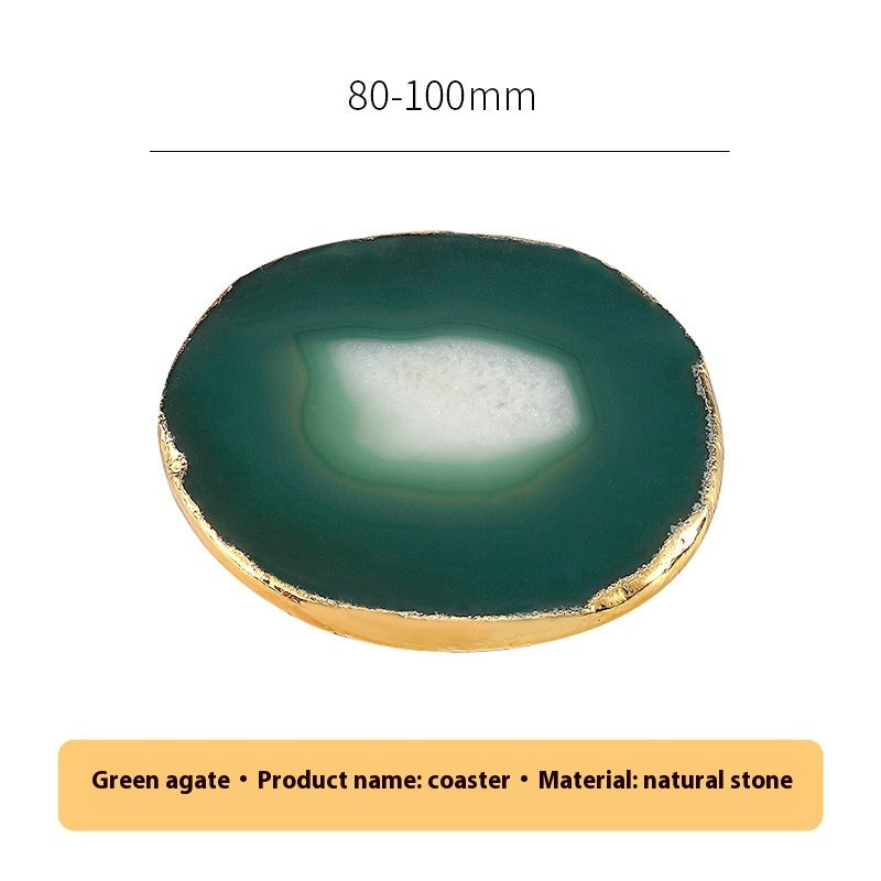 Round Coffee Cup Natural Stone Gold Plated Agate Slices Coaster
