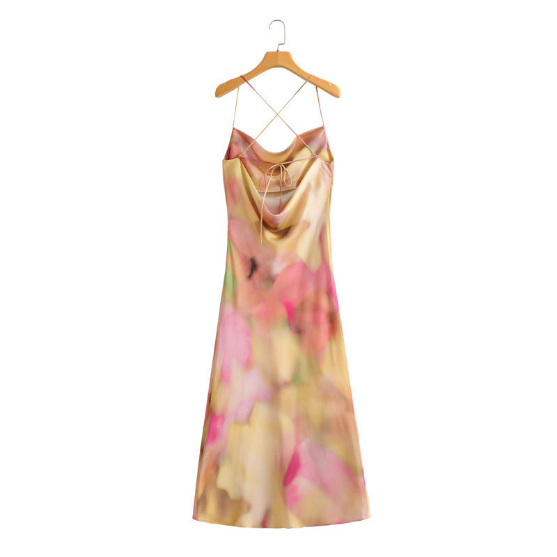Fashion Simple Temperament Tie-dyed Sling Dress
