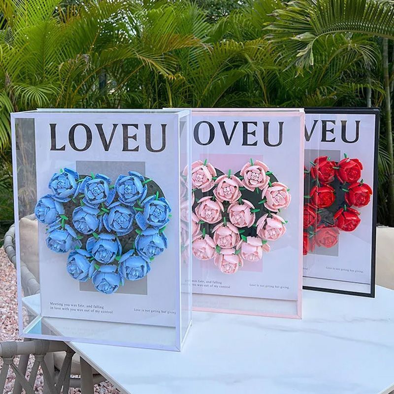 Rose Bouquet Building Blocks Gift Box DIY Handmade
