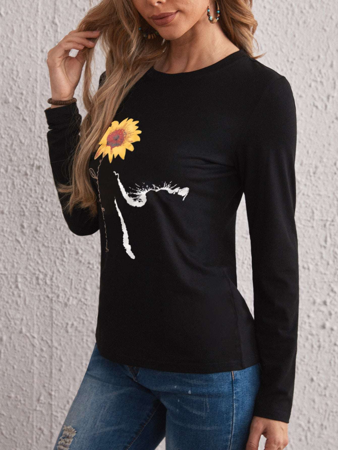 Sunflower And Slogan Graphic Tee You Are My Sunshine