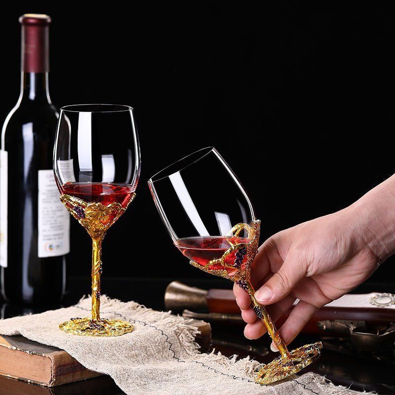 Home Fashion Enamel Crystal Red Wine Glass