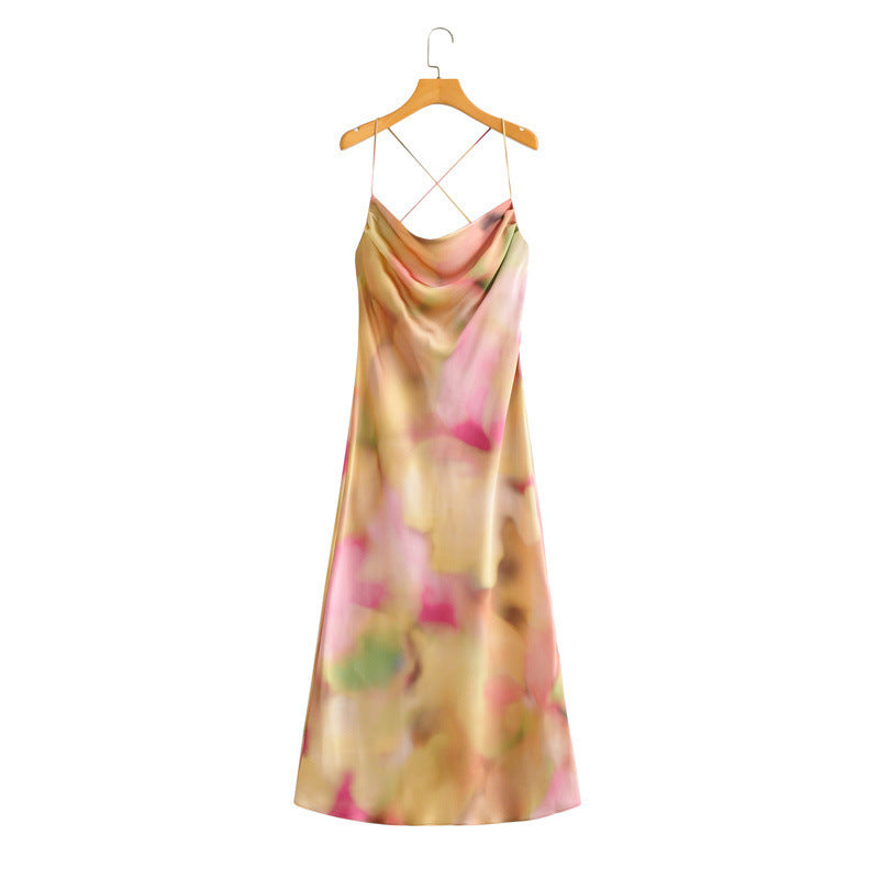 Fashion Simple Temperament Tie-dyed Sling Dress
