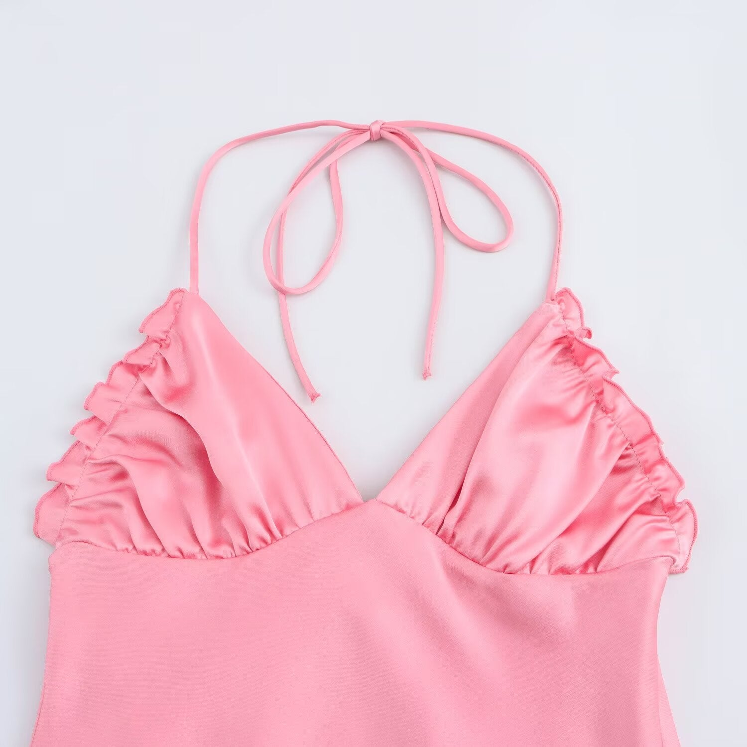 European And American Silk Satin Texture Sexy Backless Dress