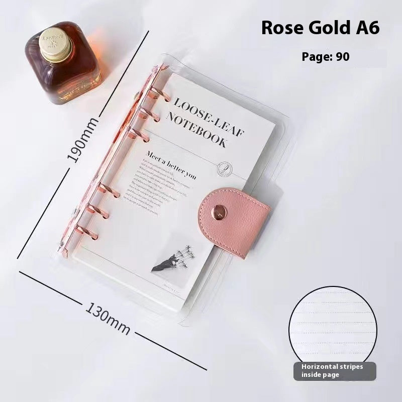 Simple Transparent Pvc Transparent Shell Loose Spiral Notebook Removable