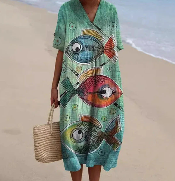 Casual Floral 3D Printing Women Dress