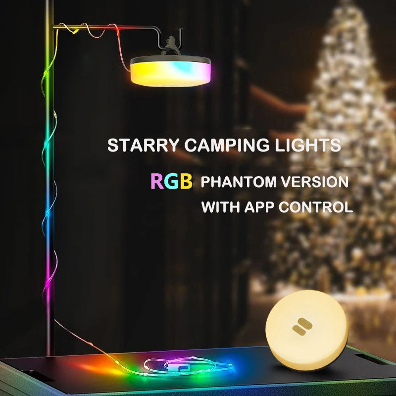 Rechargeable Lighting Chain Camping Lamp Outdoor Camp Tent Light Christmas Wedding Decoration