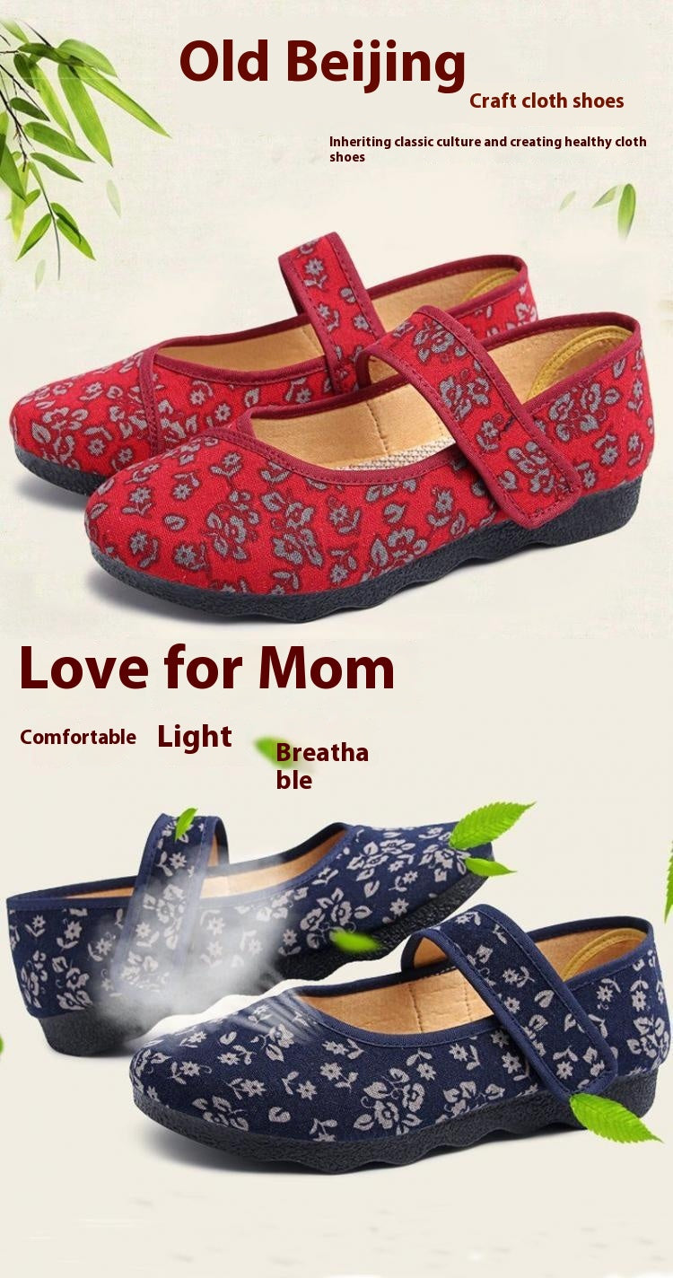 Middle-aged And Elderly Mother Comfortable Flat Soft Bottom Cloth Shoes