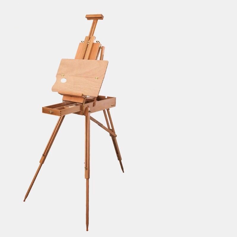 Italian Beech Sketch Portable Paint Box Wooden Pull Rod Oil Painting Box Paint Box Portable Art Oil Painting Easel