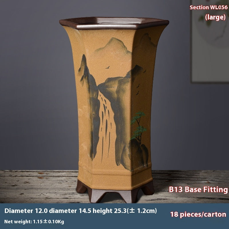 Yitaotang Large Yixing Clay Hexagonal Waist Flower Pot