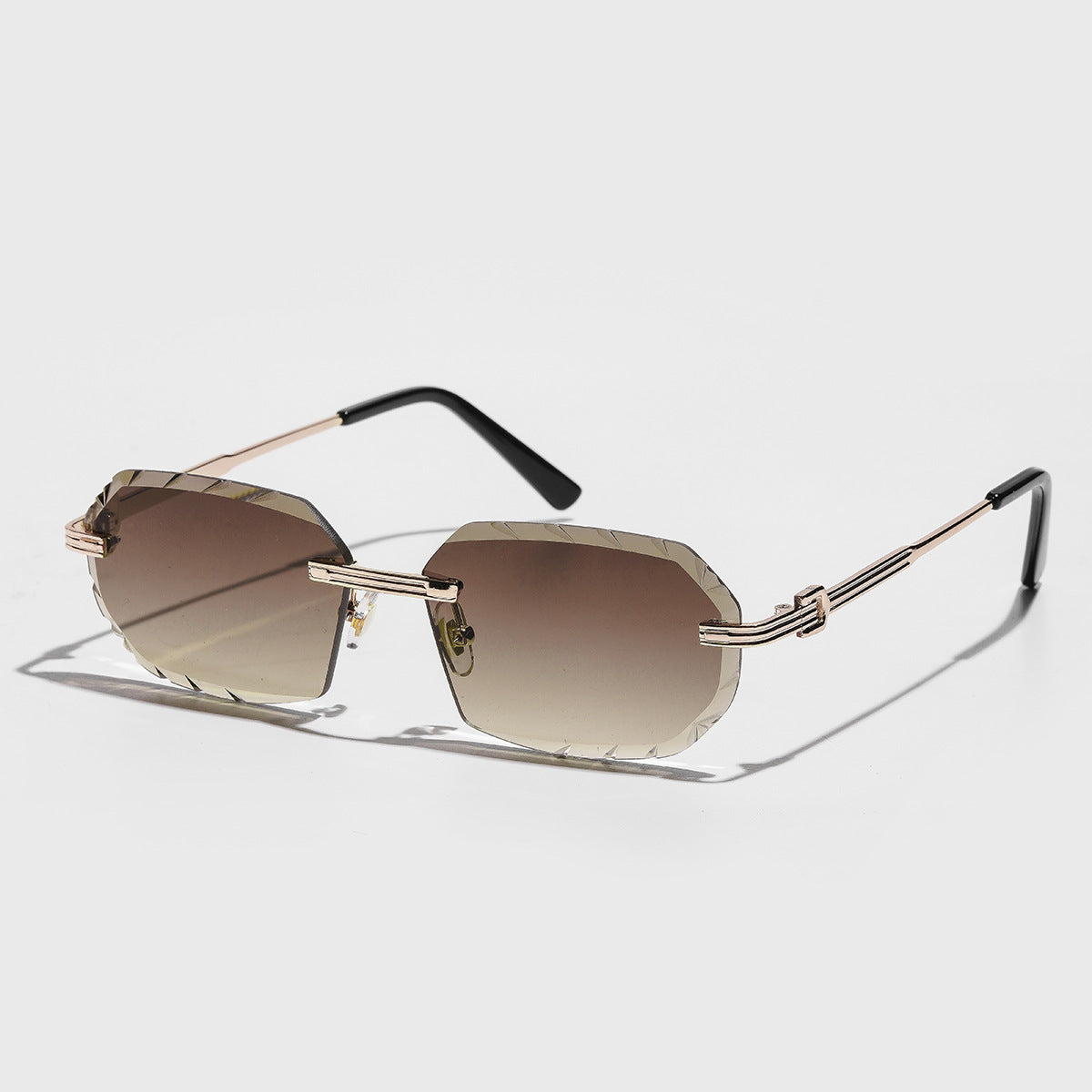 Metal Frameless Diamond Cut Sunglasses