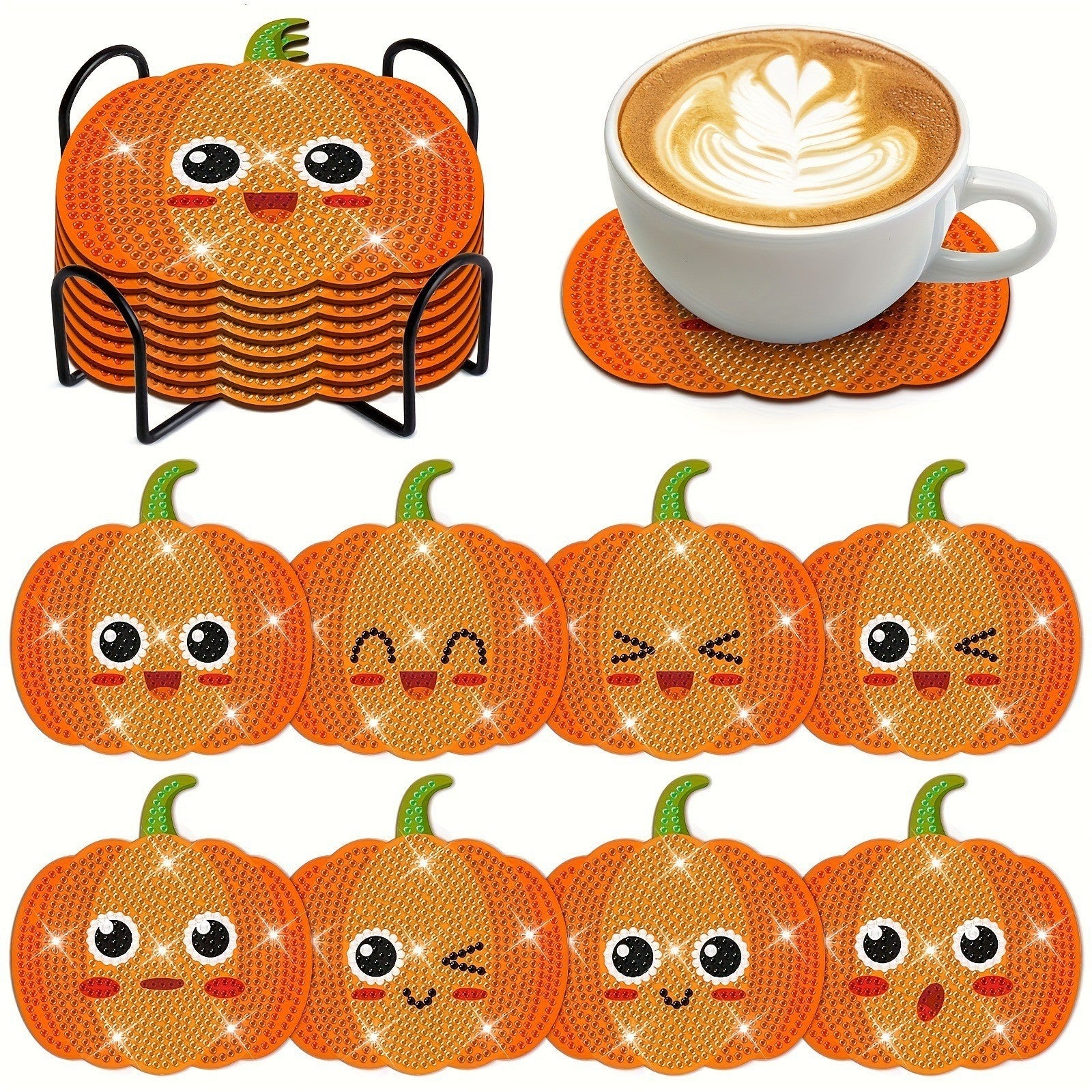 8-piece DIY Diamond Painting Coaster With Cup Holder