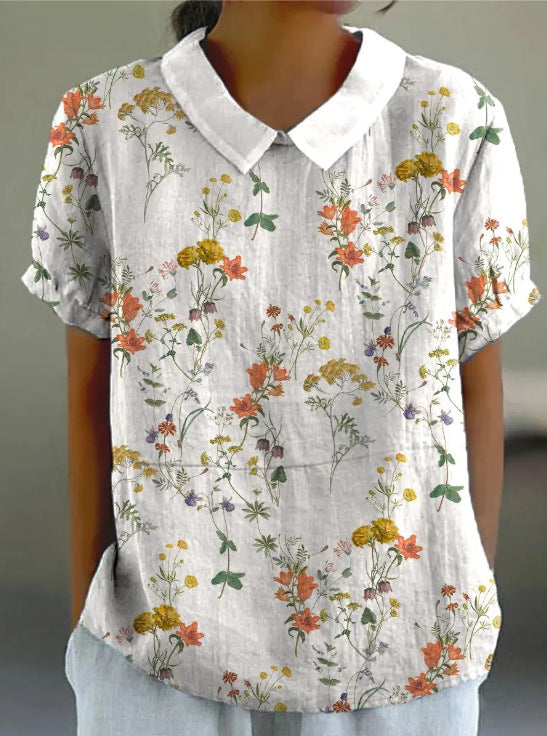 Summer Short Sleeve Printed Pullover Shirt