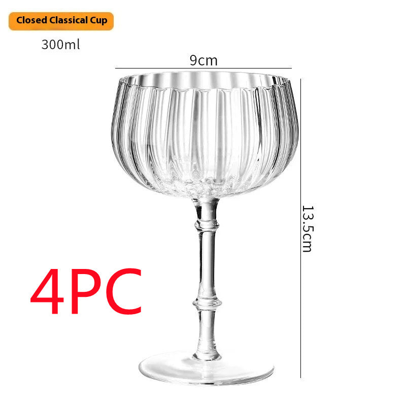 Cocktail Glass Special Drink Cup Wide Mouth Dessert High Tube Cup Wave Pattern