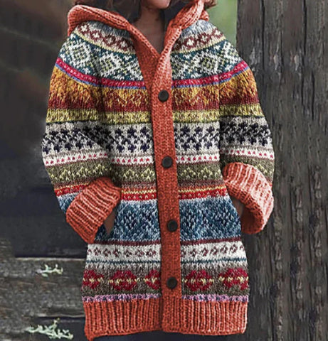 New Christmas Abstract Printed Casual Cloak Coat