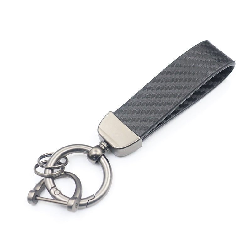 Carbon Fiber Pattern Car Anti-lost Leather Key Ring Pendant