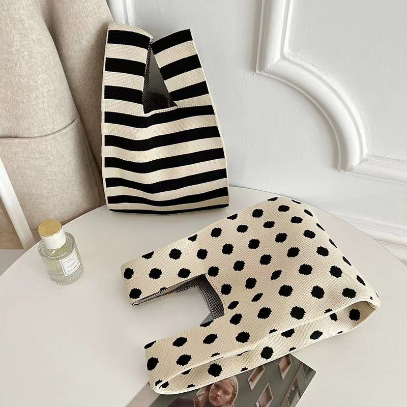 Handbags Wool Knitted Student Hand-carrying Casual Bucket Tote Bag