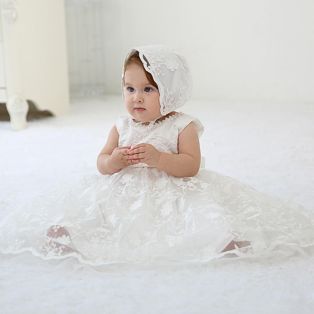 Baby Girl White Lace Dress With Hat
