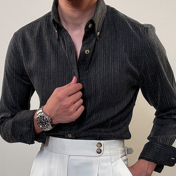 Spring Long Sleeve Shirt Male British Business Dress