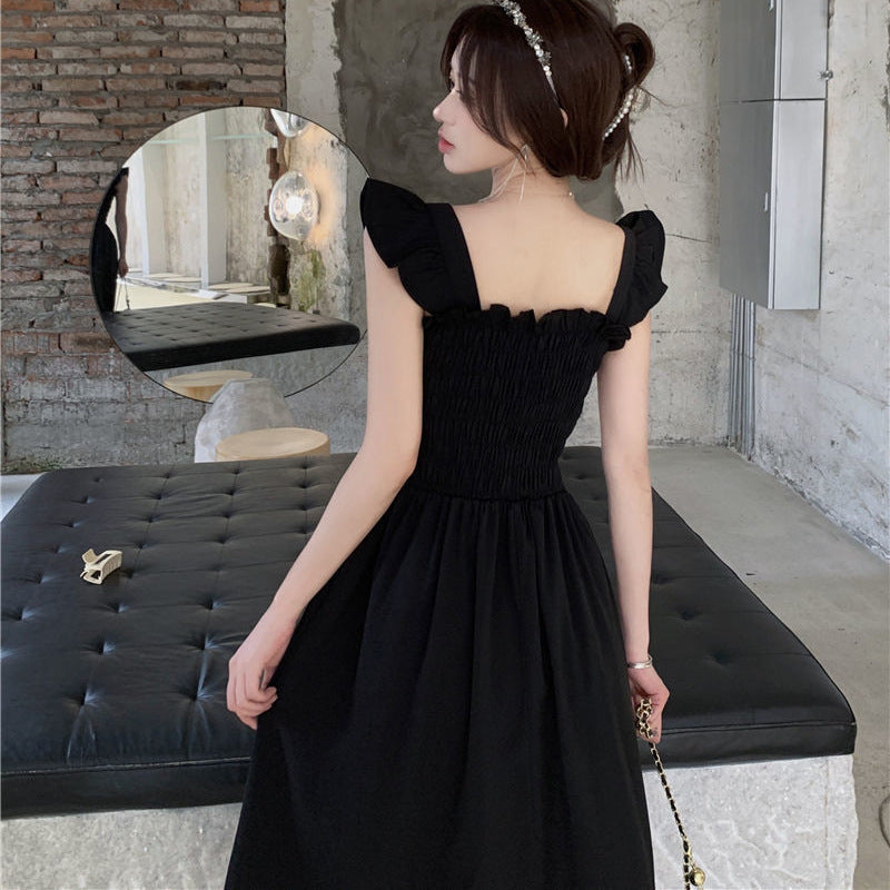 French Retro Women's Square Collar Dress