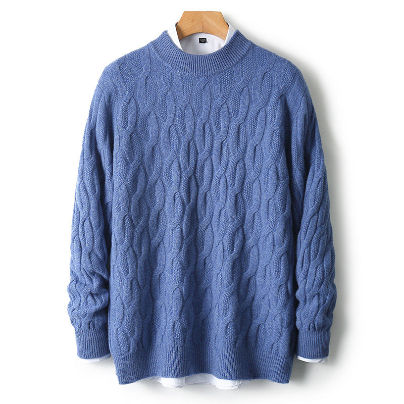 Men's Half Turtleneck Thick Sweater Pullover Knit Shirt