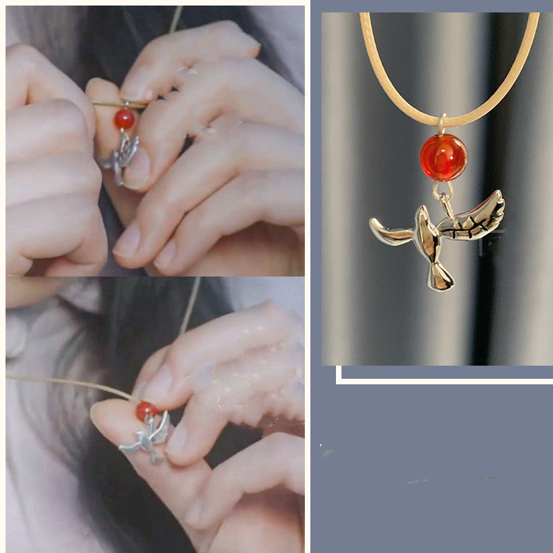 Fashion Creative Red Dove Necklace Female Onyx