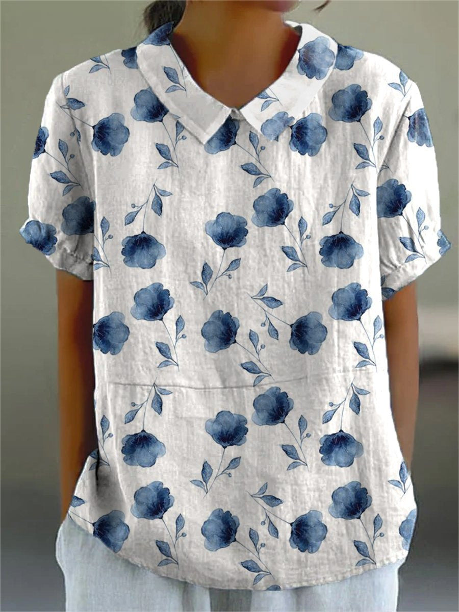 Summer Short Sleeve Printed Pullover Shirt