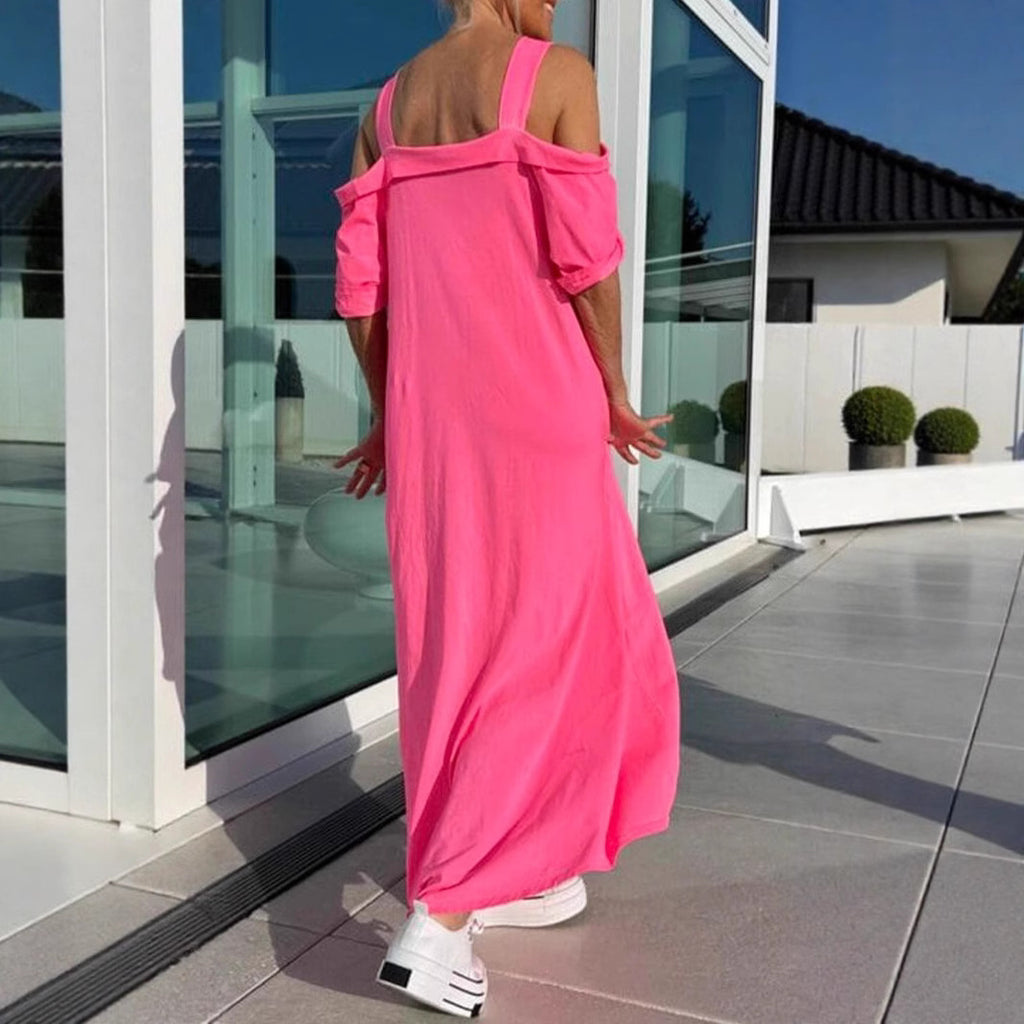 Women's Suspenders Loose Long Dress Cotton