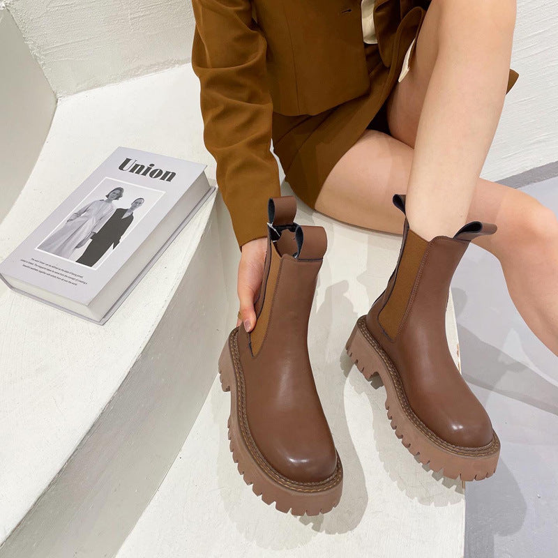 Leather Martin Boots Women's Platform