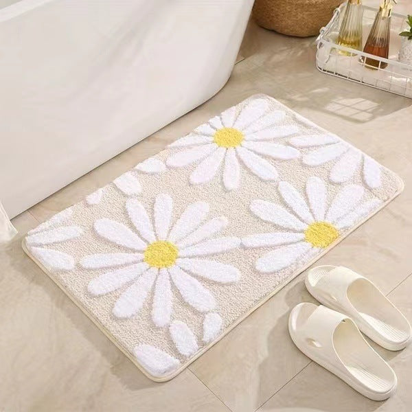 Cashmere-like Floor Mat Cross-border Flower Home Bathroom Non-slip Floor Mat