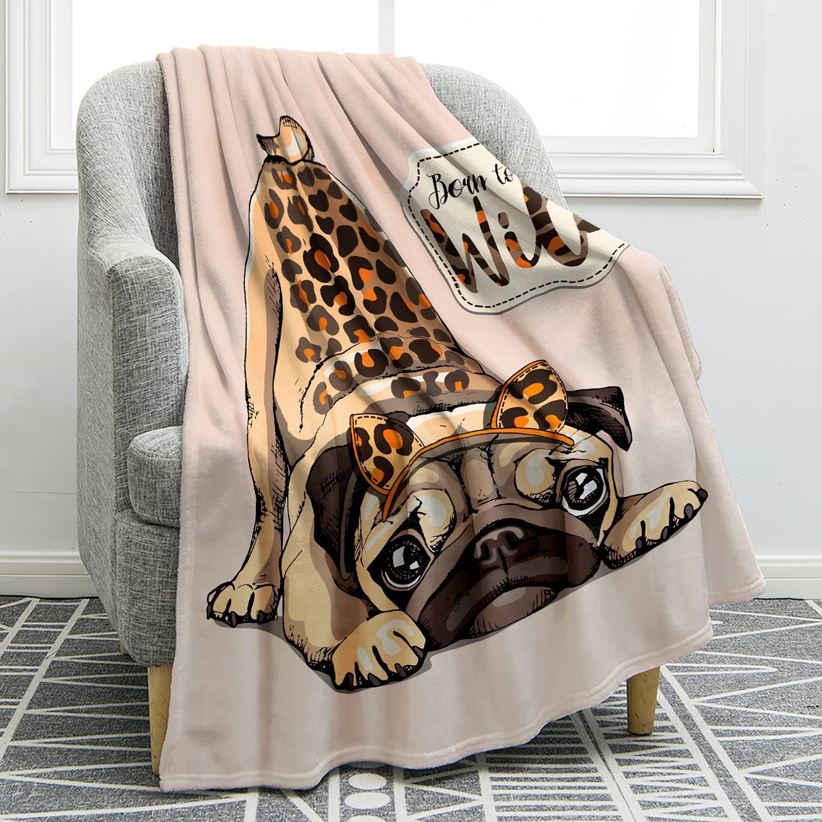 Soft And Comfortable Warm Flannel Animal Print Sofa Cover