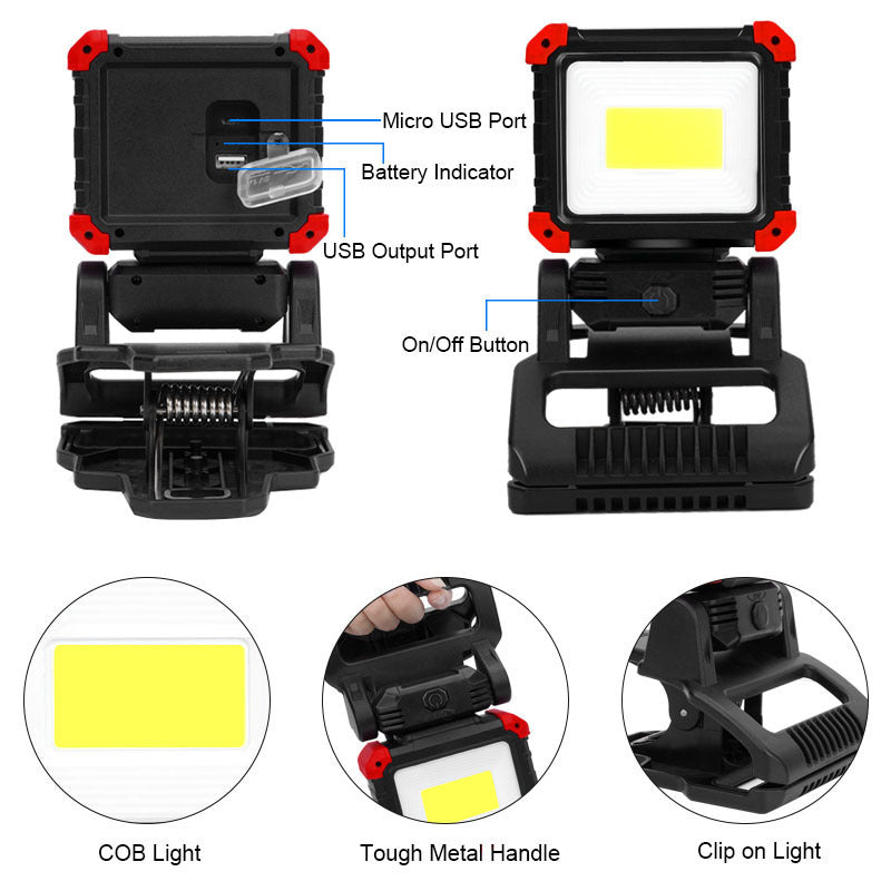 Multifunctional Rechargeable Outdoor Work Light Can Be Folded And Rotated For Use