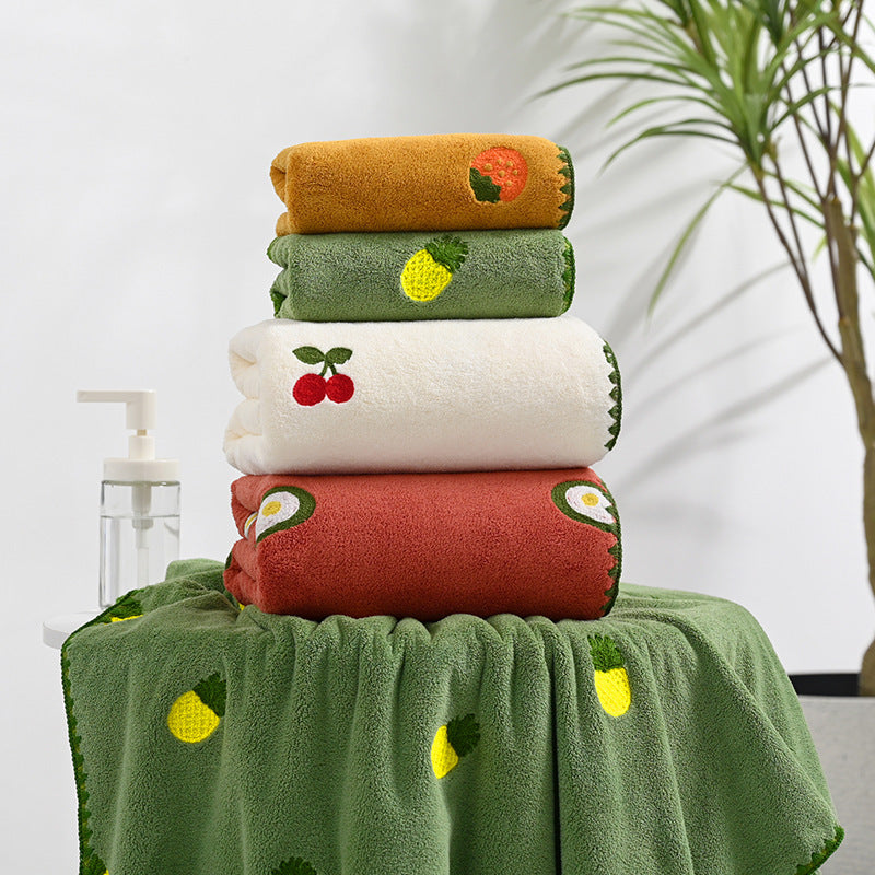 Pineapple Avocado Covers Towels Coral Velvet Soft Absorbent Couple