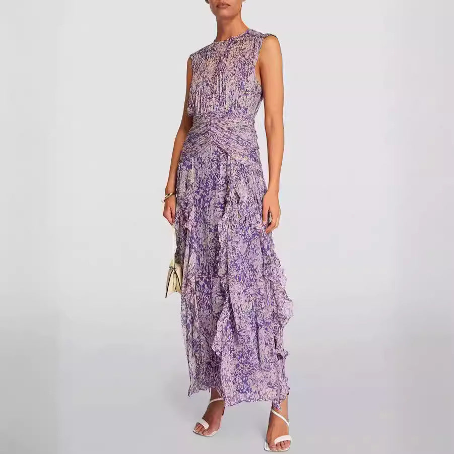 Spring And Summer Off-the-shoulder European And American Women's Clothing V-neck Chiffon Dress