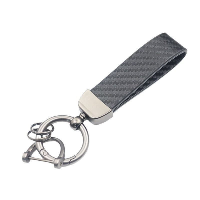 Carbon Fiber Pattern Car Anti-lost Leather Key Ring Pendant
