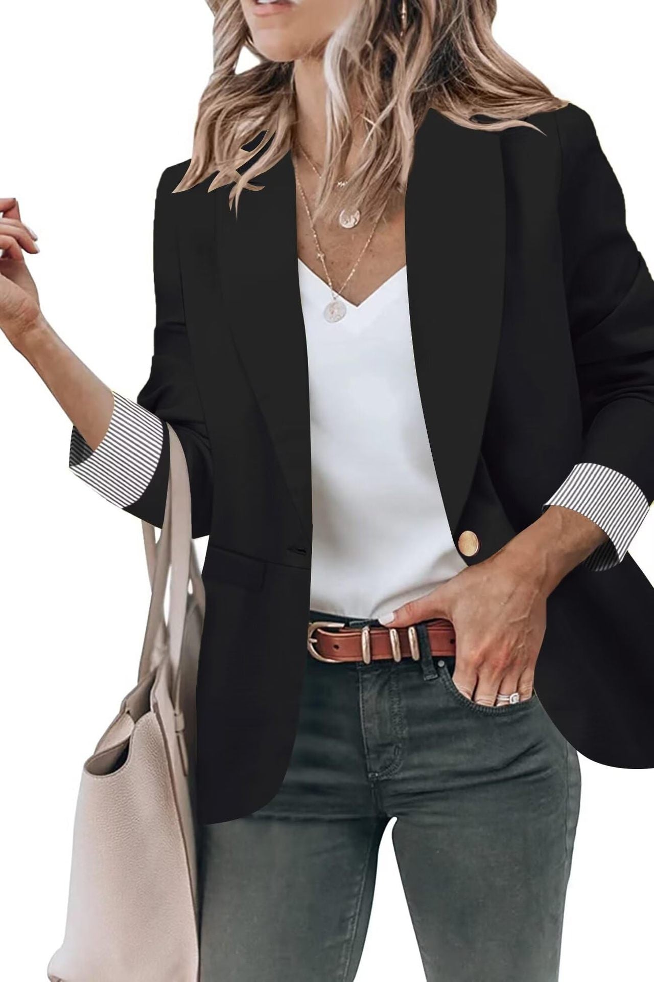 Women's Cardigan Button Small Coat Long Sleeve Short Suit