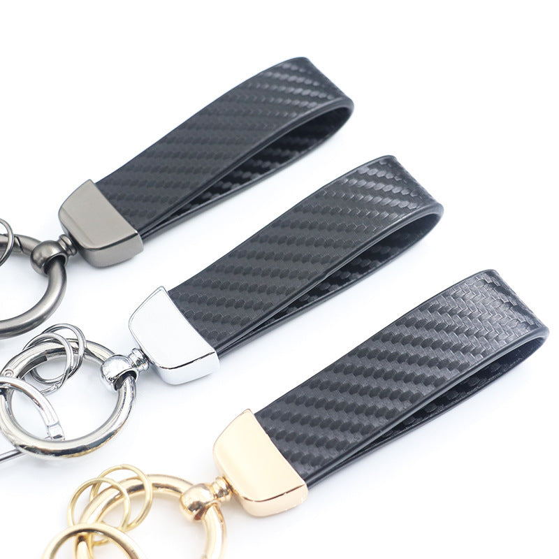 Carbon Fiber Pattern Car Anti-lost Leather Key Ring Pendant